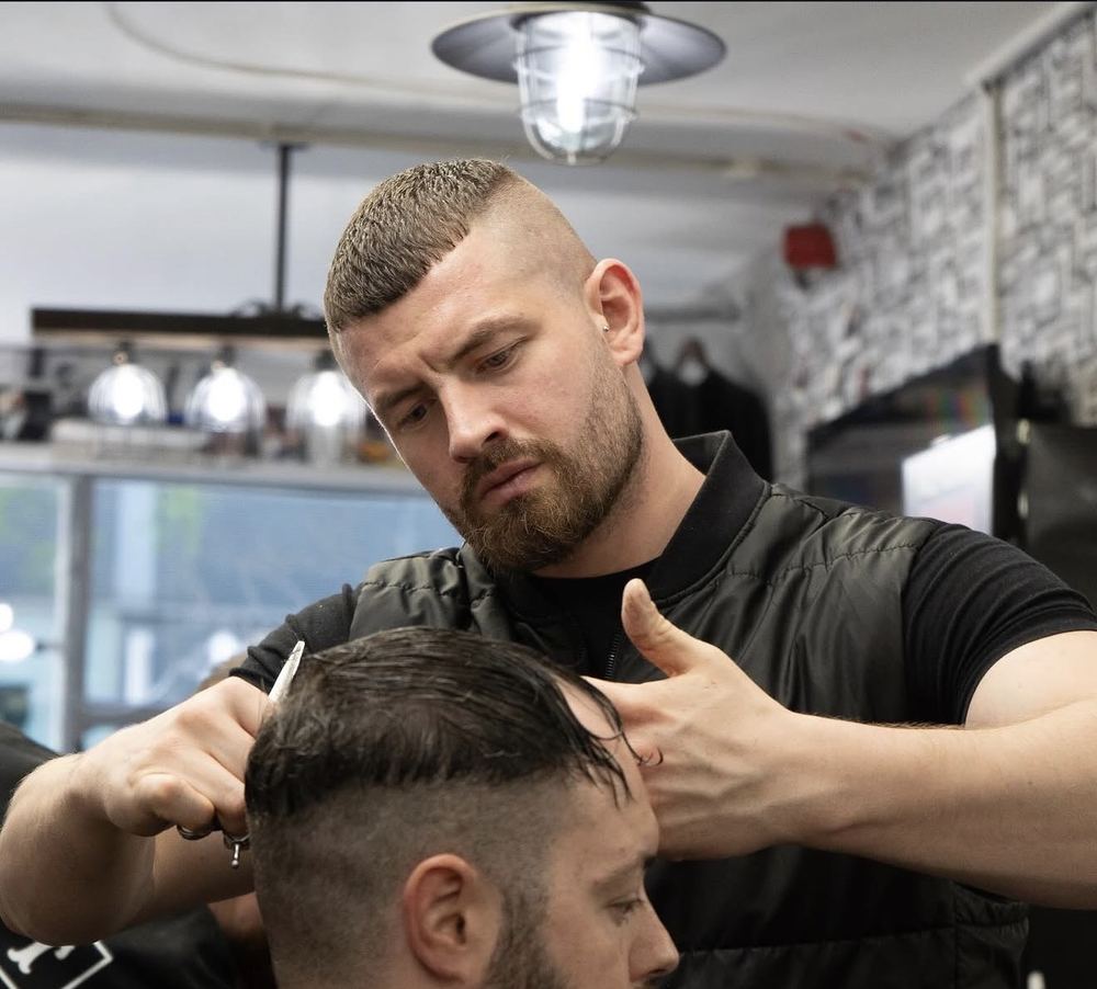 Jack cutting hair at Evoke Barbers, 10 Flying Horse Walk, Nottingham