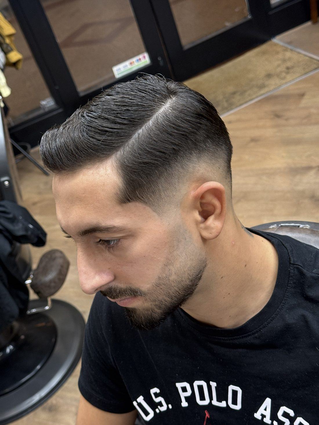 A skin fade with a hard part, cut at Evoke Barbers in Nottingham city centre